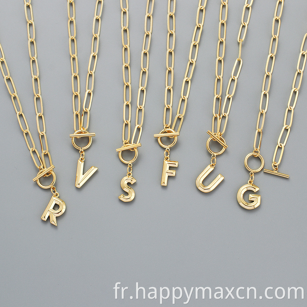 Nouveau collier alphabet gold gold gasion chaîne hip hop 26 lettres pendentifs collier initiale